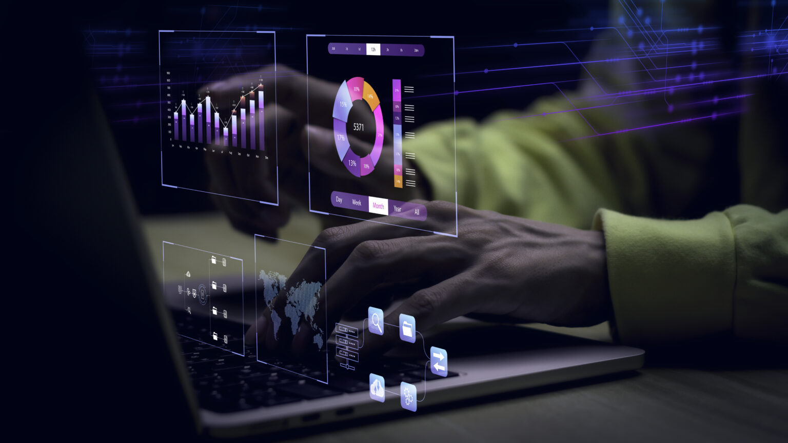 businessman working with business Analytics and Data Management